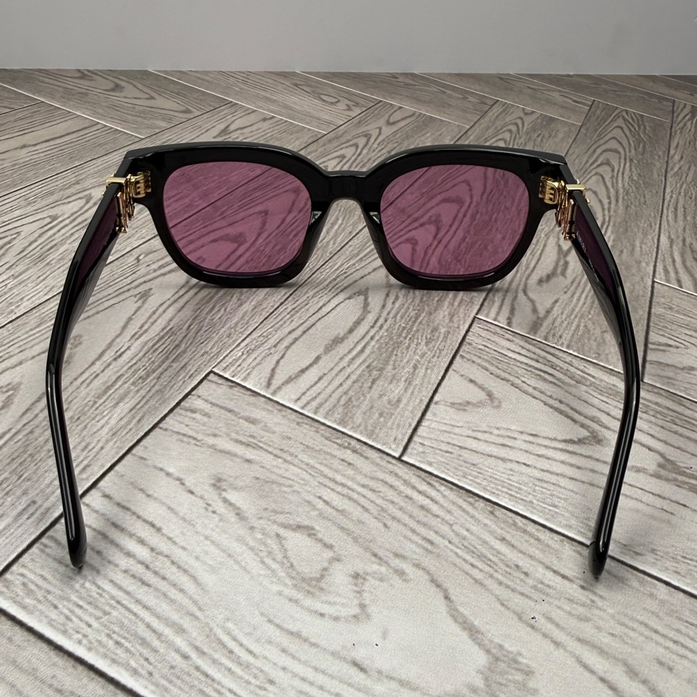 AMIRI Black Sunglasses with Blue Lenses and Gold Temple Accents - Picture 4 of 7